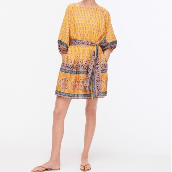J Crew dolman sleeve mini dress sunny block print - Picture 3 of 15